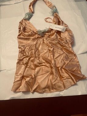 NWT! Rare! Miguelina Jeweled Shoshanna Silk Halter MEDIUM Rhinestones